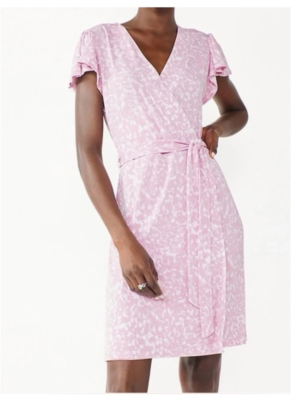 NWOT Nine West Light Pink Floral Wrap Dress with Belt Tie Waist